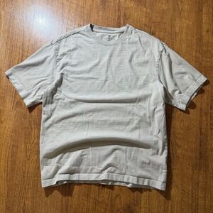 HM Mens Relaxed Fit Crewneck T-Shirt Light Beige Stone Size Medium Short Sleeve